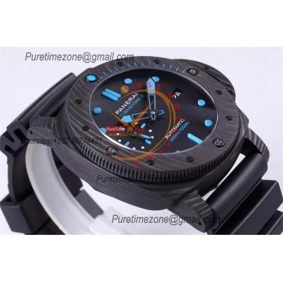 PAM01616 Submersible Carbotech P9010 Automatic Mens Watch 47 VSF Best Edition Black Dial Blue Markers Rubber Strap