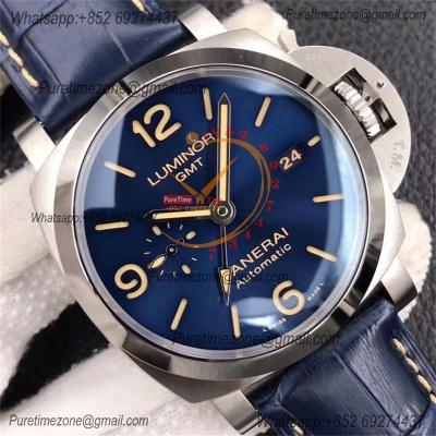 PAM01033 Luminor 1950 GMT P9011 Automatic Mens Watch 44mm VSF 1:1 Best Edition Blue Dial on Blue Leather Strap