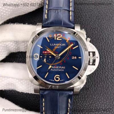 PAM01033 Luminor 1950 GMT P9011 Automatic Mens Watch 44mm VSF 1:1 Best Edition Blue Dial on Blue Leather Strap