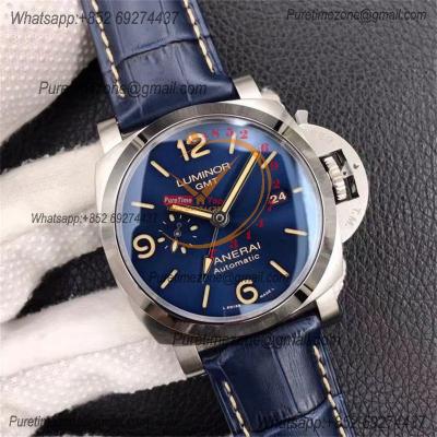 PAM01033 Luminor 1950 GMT P9011 Automatic Mens Watch 44mm VSF 1:1 Best Edition Blue Dial on Blue Leather Strap