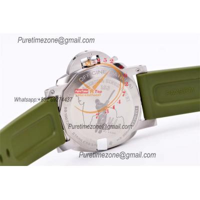 PAM01056 Luminor 1950 GMT P9011 Automatic Mens Watch VSF 1:1 Best Edition Green Dial Rubber Strap