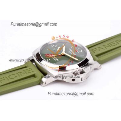 PAM01056 Luminor 1950 GMT P9011 Automatic Mens Watch VSF 1:1 Best Edition Green Dial Rubber Strap