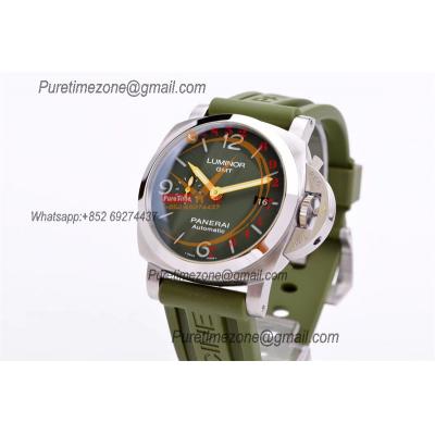 PAM01056 Luminor 1950 GMT P9011 Automatic Mens Watch VSF 1:1 Best Edition Green Dial Rubber Strap