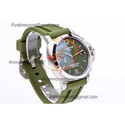 PAM01056 Luminor 1950 GMT P9011 Automatic Mens Watch VSF 1:1 Best Edition Green Dial Rubber Strap