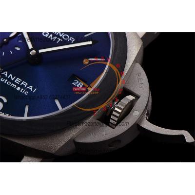 PAM01279 Luminor GMT P9011 Automatic Mens Watch 42mm Titanium VSF 1:1 Best Edition Blue Dial Black Leather Strap