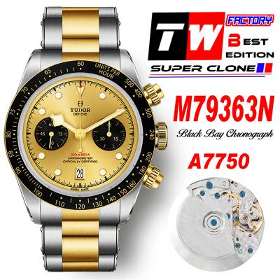 M79363N BLACK BAY CHRONO Automatic Chronograph Mens Watch TWF Two Tone Gold Dial Stainless Steel Bracelet Super Clone