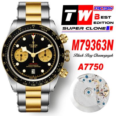 M79363N BLACK BAY CHRONO Automatic Chronograph Mens Watch TWF Two Tone Black Dial Stainless Steel Bracelet Super Clone