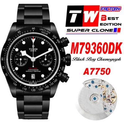 M79360DK BLACK BAY CHRONO Automatic Chronograph Mens Watch TWF All Black Dial Stainless Steel Bracelet Super Clone