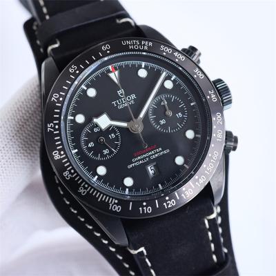 M79360N BLACK BAY CHRONO Automatic Chronograph Mens Watch TWF Black Dial Leather Strap Super Clone