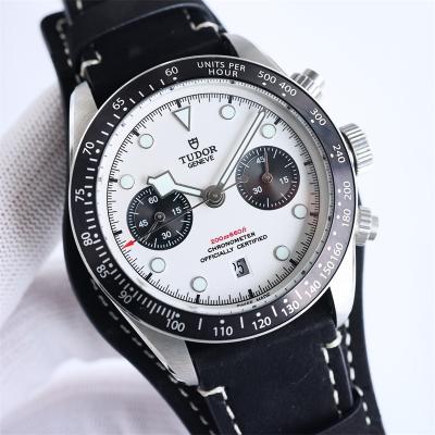 M79360N BLACK BAY CHRONO Automatic Chronograph Mens Watch TWF Black Dial Leather Strap Super Clone