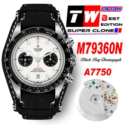 M79360N BLACK BAY CHRONO Automatic Chronograph Mens Watch TWF White Dial Leather Strap Super Clone