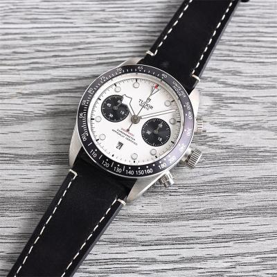 M79360N BLACK BAY CHRONO Automatic Chronograph Mens Watch TWF Steel Case White Dial Black Leather Strap Super Clone