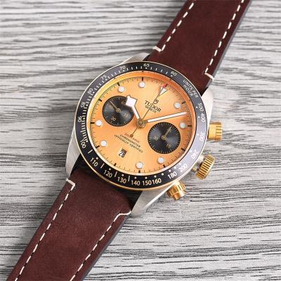 M79363N BLACK BAY CHRONO Automatic Chronograph Mens Watch TWF Two Tone Gold Dial Brown Leather Strap Super Clone