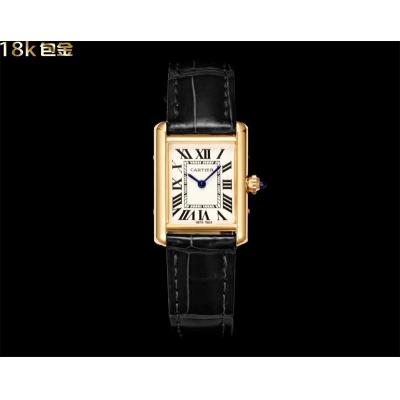 W1529856 Tank Louis S Wrapped Yellow Gold 22mm Swiss Quartz Womens Watch DRF Best Edition White Dial Black Croc Leather