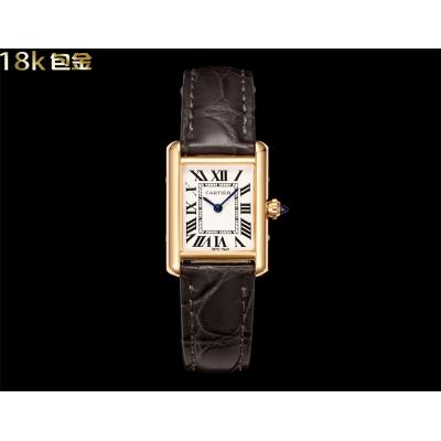 W1529856 Tank Louis S Wrapped Yellow Gold 22mm Swiss Quartz Womens Watch DRF Best Edition White Dial Gray Croc Leather