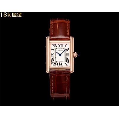 WGTA0010 Tank Louis S Wrapped Rose Gold 22mm Swiss Quartz Womens Watch DRF Best Edition White Dial Brown Croc Leather