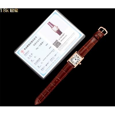 WGTA0010 Tank Louis S Wrapped Rose Gold 22mm Swiss Quartz Womens Watch DRF Best Edition White Dial Brown Croc Leather