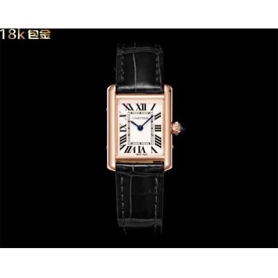 WGTA0010 Tank Louis S Wrapped Rose Gold 22mm Swiss Quartz Womens Watch DRF Best Edition White Dial Black Croc Leather