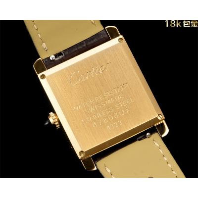 WGTA0067 Tank Louis L Wrapped Yellow Gold 25.5mm Swiss Quartz Unisex Watch DRF Best Edition White Dial Black Croc Leathe