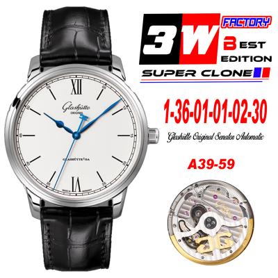 Senator Excellence A36-01 Automatic Mens Watch 3WF 1-36-01-01-02-30 White Dial Roman Black Leather Best Edition