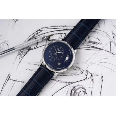 PanoMaticLunar MoonPhase A93-02 Automatic Mens Watch 1-90-02-46-32-35 AIF Steel Blue Dial Leather Best Edition