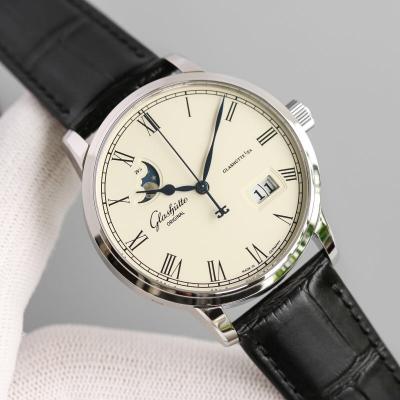 Excellence Panorama Date Moon Phase A100-0Automatic Mens Watch 100-04-32-12-04 V9F White Dial Black Leather Best Edition