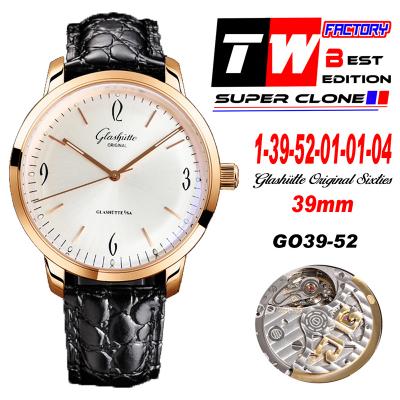 Senator Sixties A3952 Automatic Mens Watch1-39-52-01-01-04 TWF Best Edition Rose Gold Silver Dial Black Leather