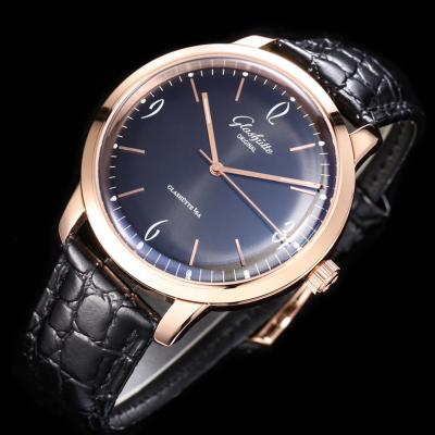 Senator Sixties A3952 Automatic Mens Watch1-39-52-01-01-04 TWF Best Edition Rose Gold Silver Dial Black Leather