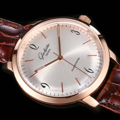 Senator Sixties A3952 Automatic Mens Watch1-39-52-01-01-04 TWF Best Edition Rose Gold Silver Dial Black Leather