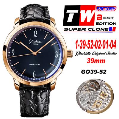 Senator Sixties A3952 Automatic Mens Watch 1-39-52-02-01-04 TWF Best Edition Rose Gold Black Dial Black Leather