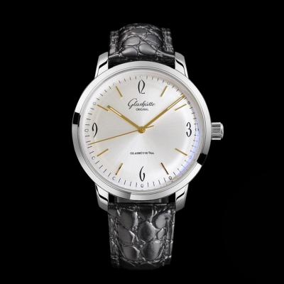 Senator Sixties A3952 Automatic Mens Watch 1-39-52-01-02-04 TWF Best Edition Steel Silver YG Dial Black Leather