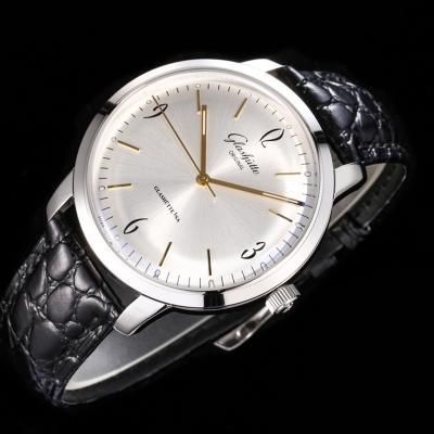 Senator Sixties A3952 Automatic Mens Watch 1-39-52-01-02-04 TWF Best Edition Steel Silver YG Dial Black Leather