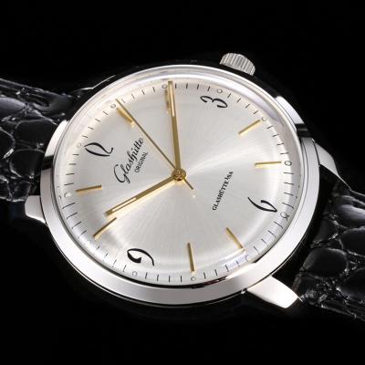 Senator Sixties A3952 Automatic Mens Watch 1-39-52-01-02-04 TWF Best Edition Steel Silver YG Dial Black Leather