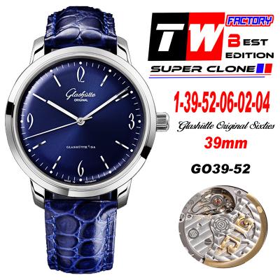 Senator Sixties A3952 Automatic Mens Watch 1-39-52-06-02-04 TWF Best Edition Steel Blue Dial Black Leather