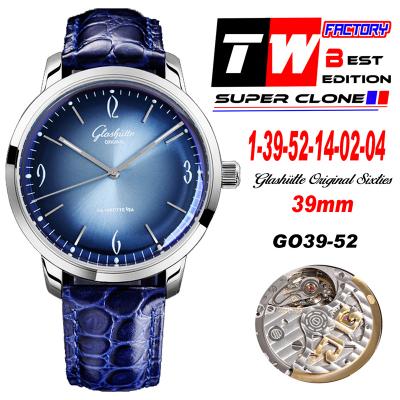 Senator Sixties A3952 Automatic Mens Watch 1-39-52-14-02-04 TWF Best Edition Steel Glacier Blue Dial Black Leather