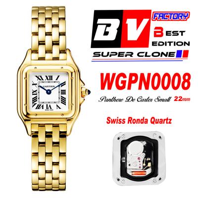 WGPN0008 Swiss Ronda Quartz Ladies Watch BVF 22mm Small Yellow Gold White Dial SS Bracelet Best Ediiton