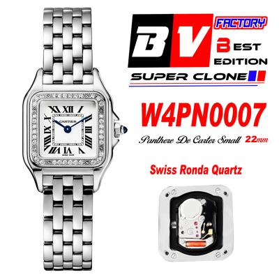 W4PN0007 Swiss Ronda Quartz Ladies Watch BVF 22mm Small Diamonds Bezel White Dial SS Bracelet Best Ediiton