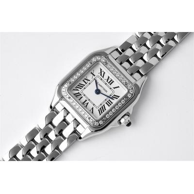 W4PN0007 Swiss Ronda Quartz Ladies Watch BVF 22mm Small Diamonds Bezel White Dial SS Bracelet Best Ediiton