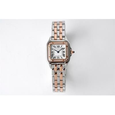 W3PN0006 Swiss Ronda Quartz Ladies Watch BVF 22 Small Diamond Bezel Two Tone RG White Dial SS Bracelet Best Ediiton