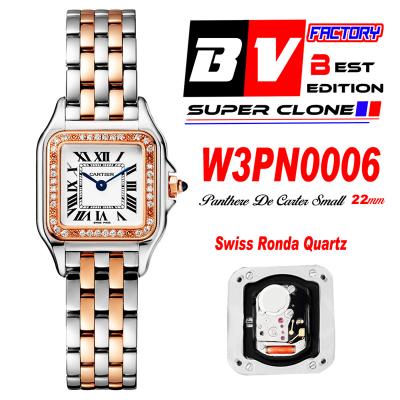 W3PN0006 Swiss Ronda Quartz Ladies Watch BVF 22 Small Diamond Bezel Two Tone RG White Dial SS Bracelet Best Ediiton