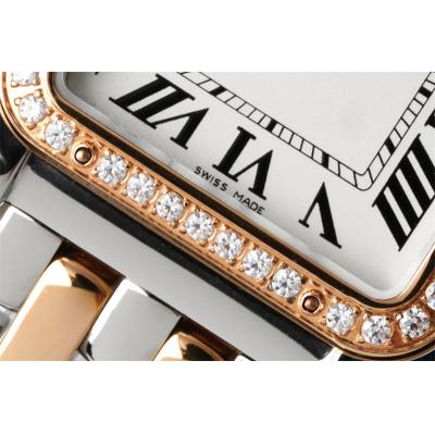 W3PN0007 Swiss Ronda Quartz Ladies Watch BVF 27mm Medium Diamonds Bezel Two Tone RG White Dial SS Bracelet Best Ediiton