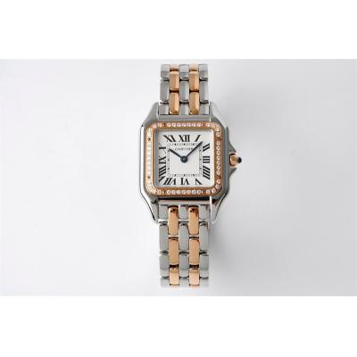 W3PN0007 Swiss Ronda Quartz Ladies Watch BVF 27mm Medium Diamonds Bezel Two Tone RG White Dial SS Bracelet Best Ediiton