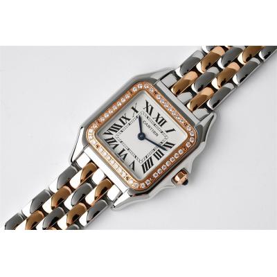 W3PN0007 Swiss Ronda Quartz Ladies Watch BVF 27mm Medium Diamonds Bezel Two Tone RG White Dial SS Bracelet Best Ediiton