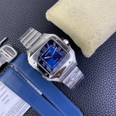 Santos WSSA0030 M9015 Automatic Mens Watch Best Edition BVF Large 39.8mm Blue Dial SS Bracelet