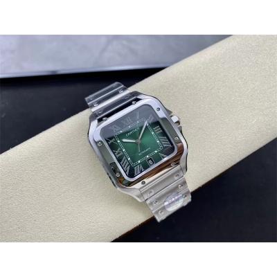 Santos WSSA0062 M9015 Automatic Mens Watch Best Edition BVF Large 39.8mm Green Dial SS Bracelet