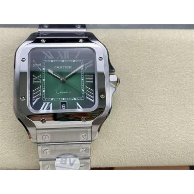 Santos WSSA0062 M9015 Automatic Mens Watch Best Edition BVF Large 39.8mm Green Dial SS Bracelet