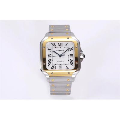 Santos W2SA0009 M9015 Automatic Mens Watch Best Edition BVF Large 39.8mm Two Tone YG White Dial SS Bracelet