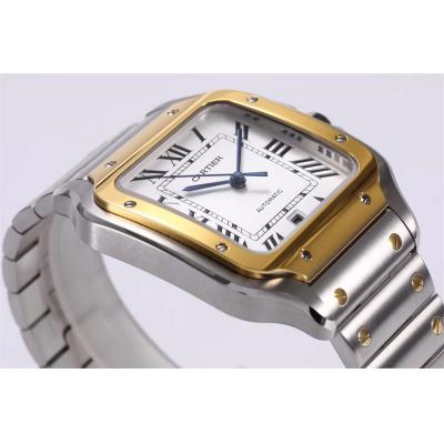 Santos W2SA0009 M9015 Automatic Mens Watch Best Edition BVF Large 39.8mm Two Tone YG White Dial SS Bracelet