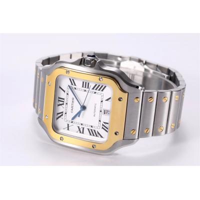 Santos W2SA0009 M9015 Automatic Mens Watch Best Edition BVF Large 39.8mm Two Tone YG White Dial SS Bracelet