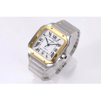 Santos W2SA0009 M9015 Automatic Mens Watch Best Edition BVF Large 39.8mm Two Tone YG White Dial SS Bracelet